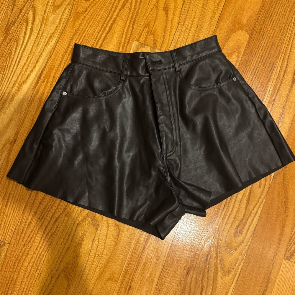 We Wore What Vegan Leather Flare Shorts - 28